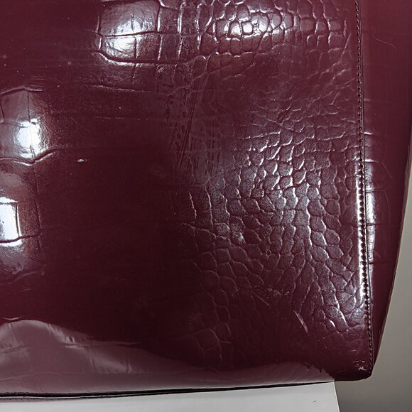 Kate Spade Croc Embossed Bristol Drive Elissa Maroon Leather Tote Bag - Picture 7 of 13